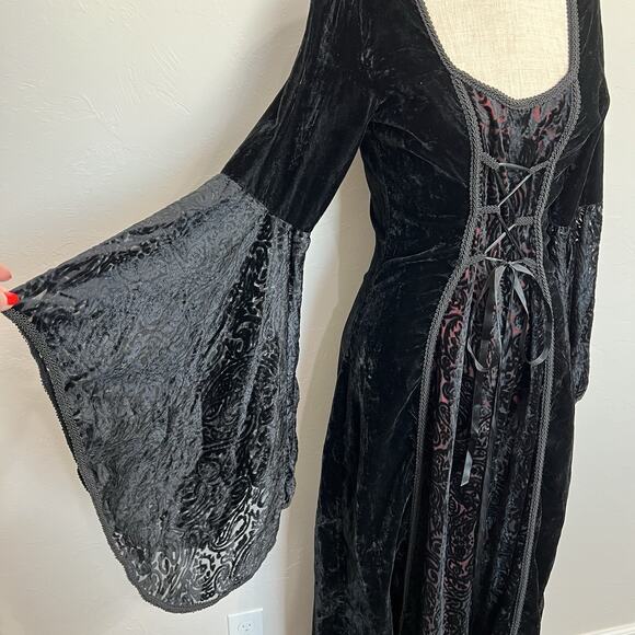 Vtg Lip Service Sz M Gothic Renaissance Velvet Dress Whimsigoth Vampire Rare - Picture 5 of 16